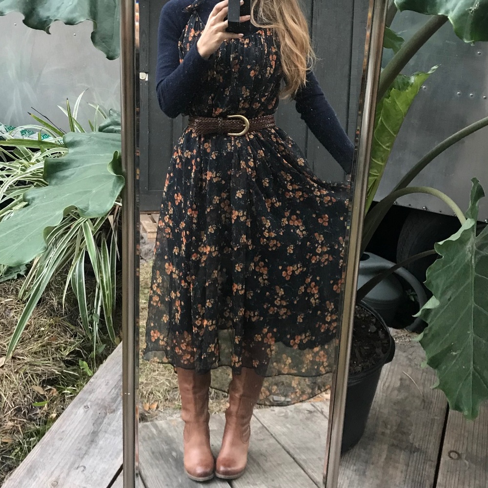 Zara flowy billowy floral maxi dress mumu
